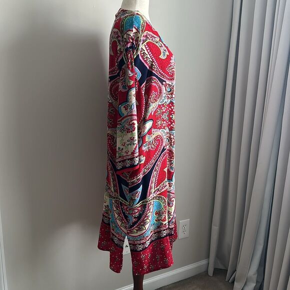 Altar’d State Red Paisley Print Open Front Long Kimono Cardigan Size S - Picture 3 of 9